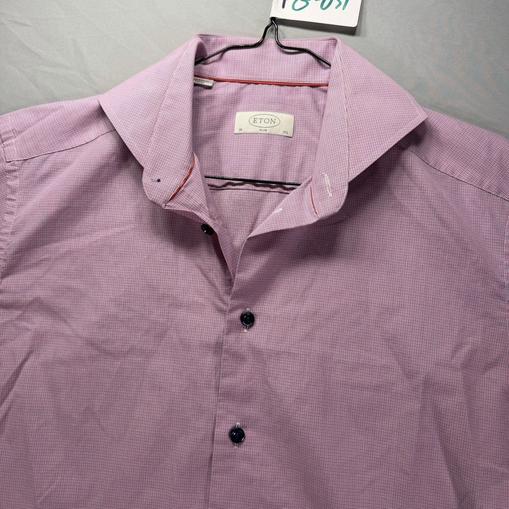 Eton Shirt Mens 15.5 Slim Fit Dress Button Up Geometric Oxford Woven Spread